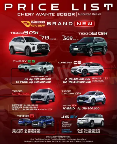 Pricelist Harga Chery sunter 2025